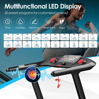 Electric Folding Treadmill Machine with LED Screen