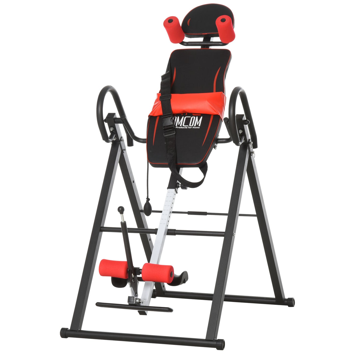 HOMCOM Adjustable Gravity Inversion Table with Safety Belt, Red