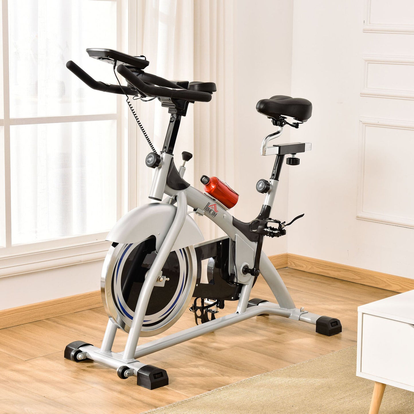 HOMCOM Cycling Exercise Bike LCD Monitor 15KG Flywheel Adjustable Seat & Handle