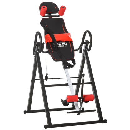 HOMCOM Adjustable Gravity Inversion Table with Safety Belt, Red