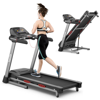 4.75HP Folding Treadmill with 20 Preset Programs and Bluetooth Speakers