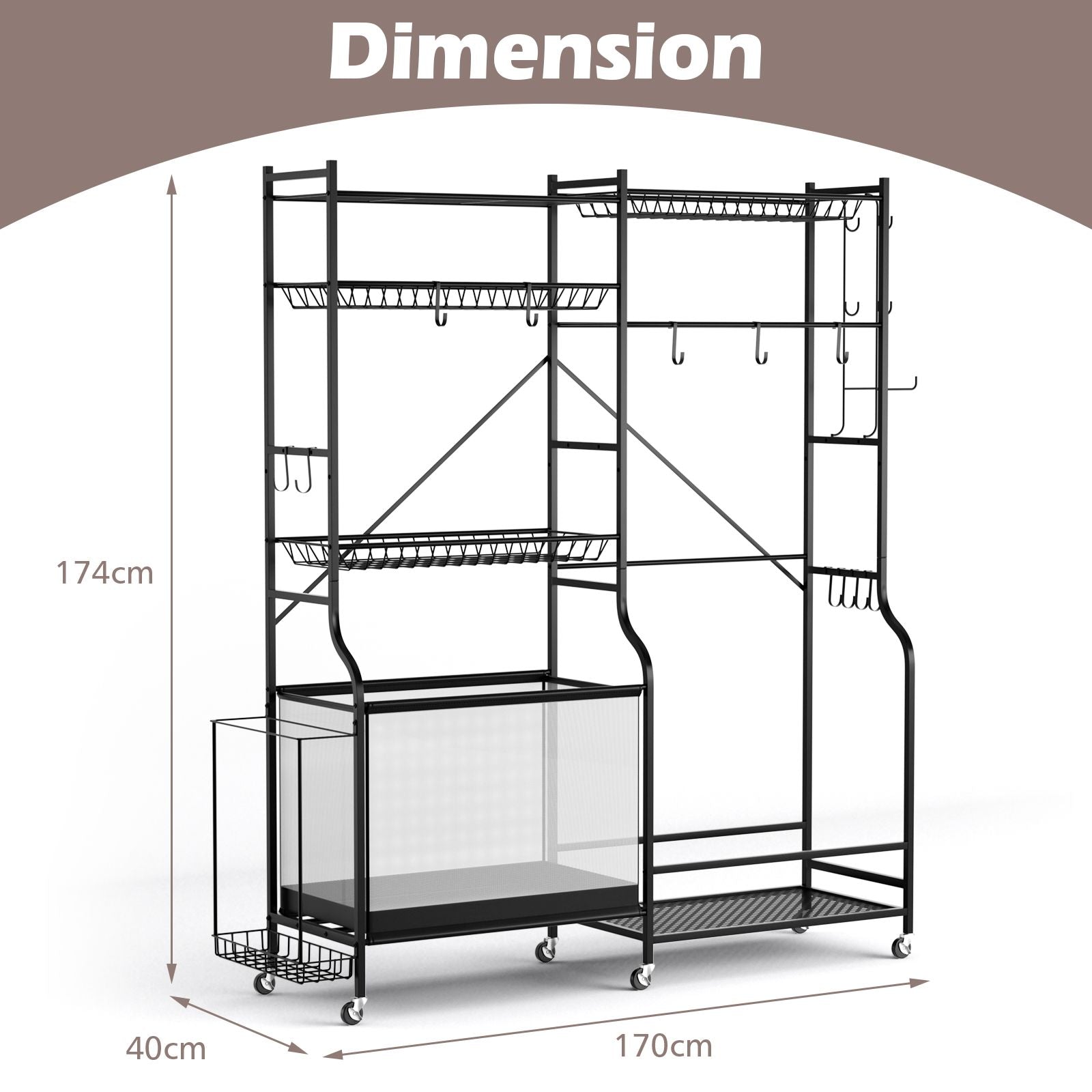 Sports Equipment Organizer Metal Ball Storage Rack with Adjustable Shelves